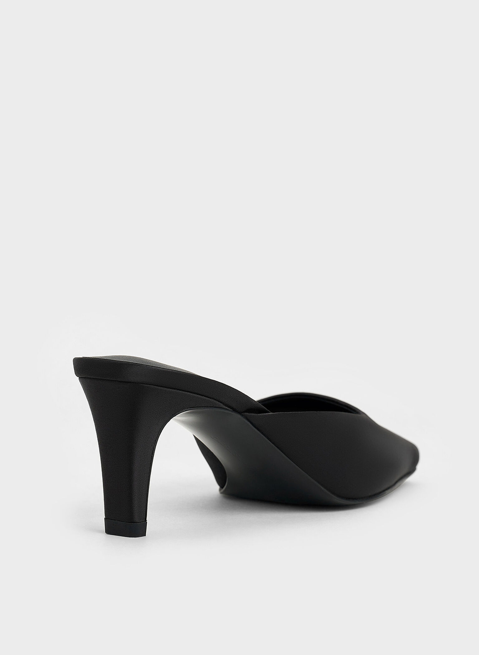 Satin Square-Toe Blade-Heel Mules, Black Textured, hi-res