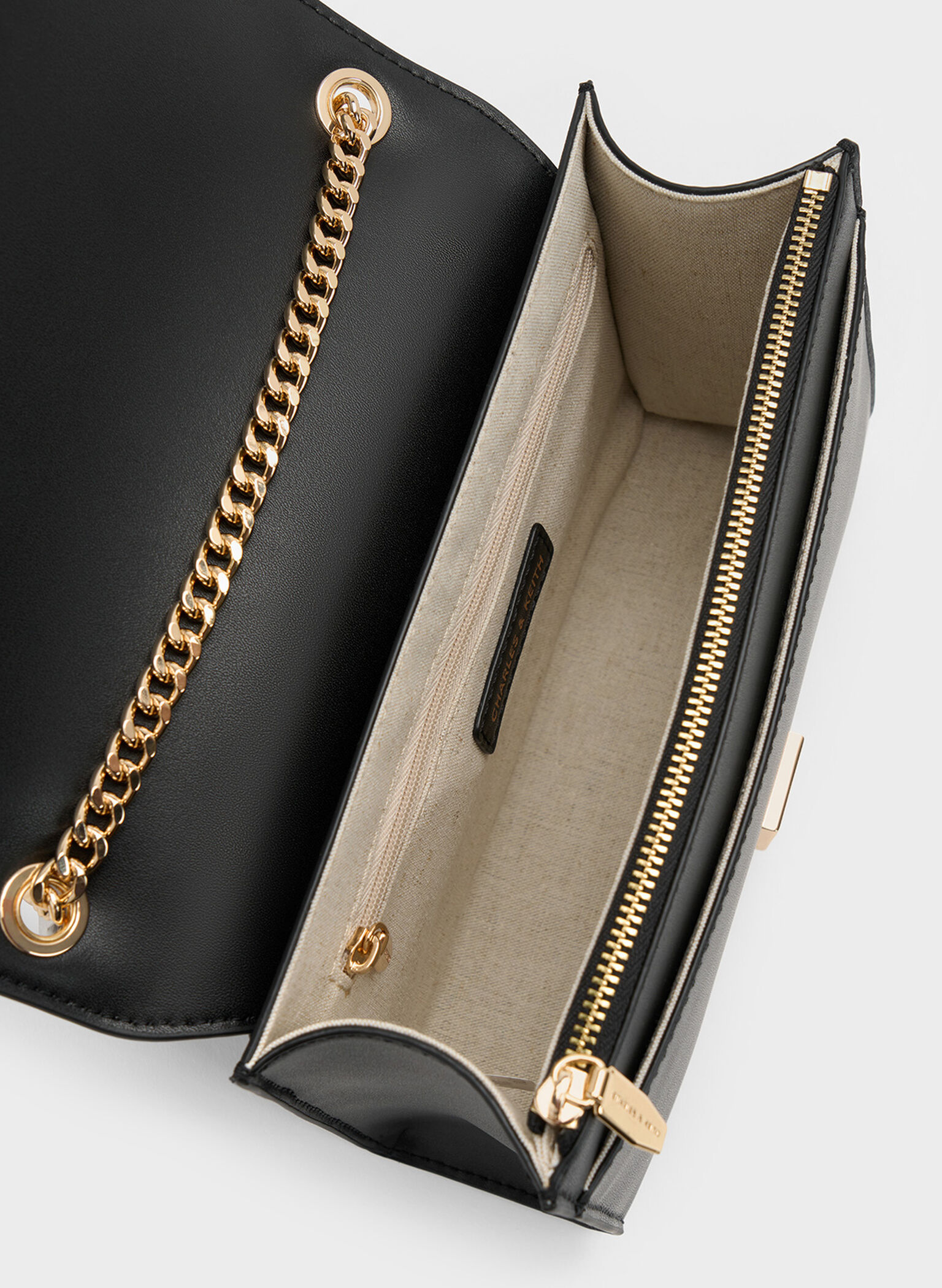 Shalia Chain-Strap Shoulder Bag, Black, hi-res