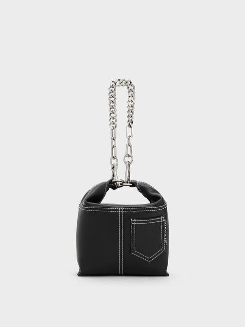 Anthea Contrast-Trim Shoulder Bag, Black, hi-res
