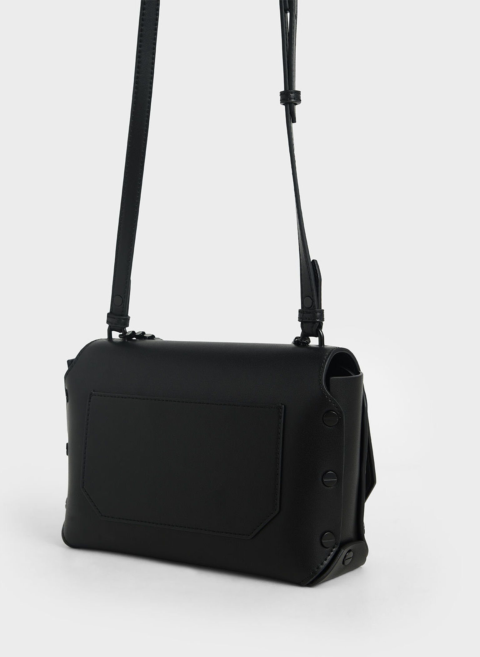 Chain Handle Shoulder Bag, Ultra-Matte Black, hi-res