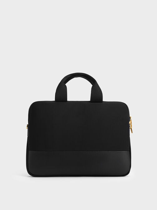 Textured Laptop Bag, Black, hi-res