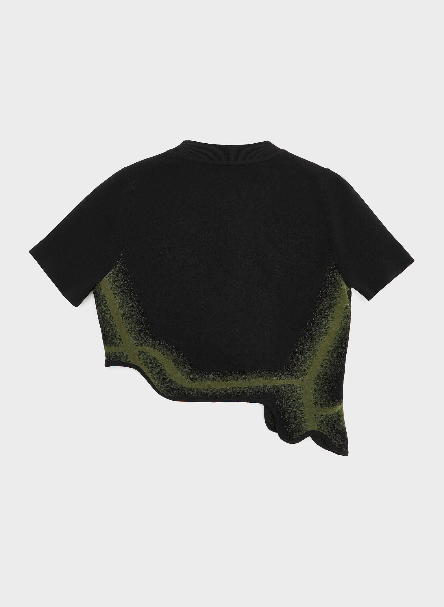 Recycled Polyester Knitted Gradient Wave-Hem Crop Top, Green, hi-res