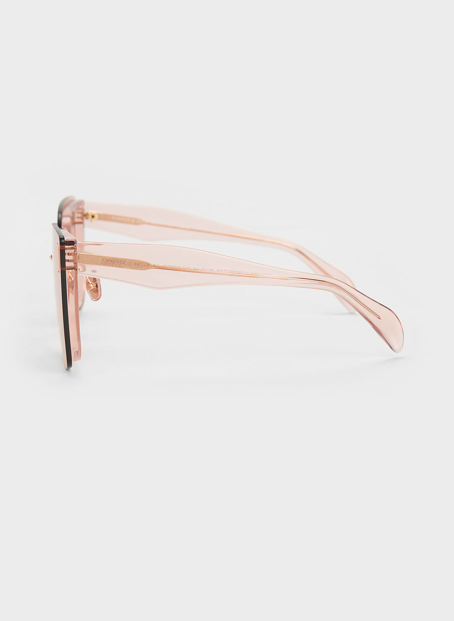 Recycled Acetate Geometric Butterfly Sunglasses, Pink, hi-res