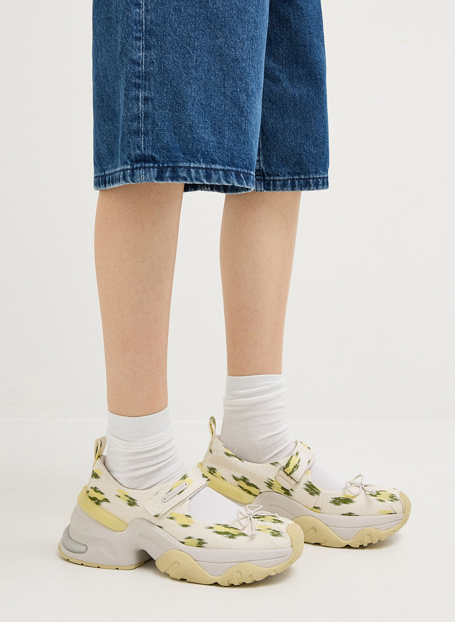 Floral-Print Bow Mary Jane Sneakers, Multi, hi-res