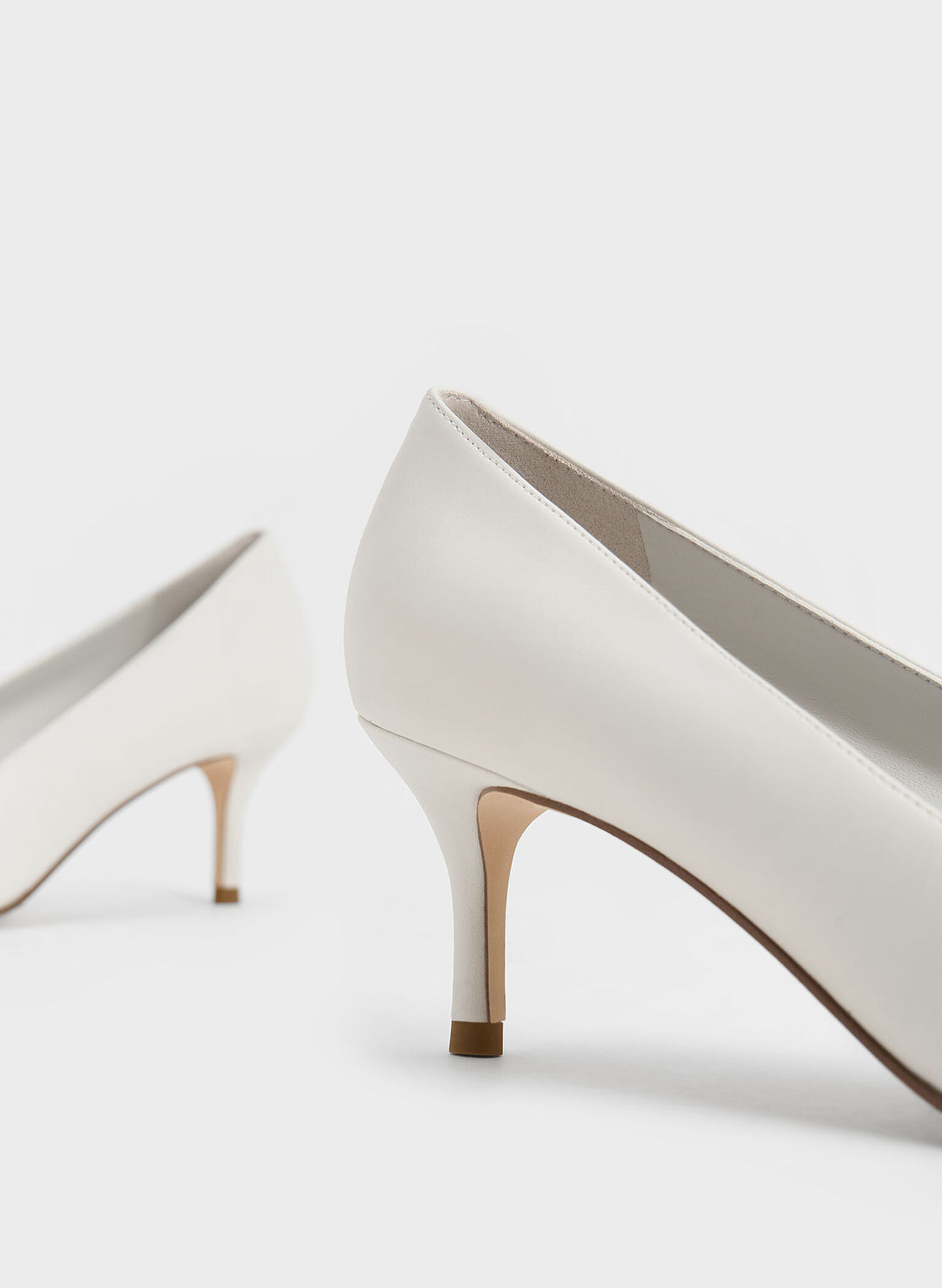 Two-Tone Buckle-Strap Pointed-Toe Pumps, White, hi-res