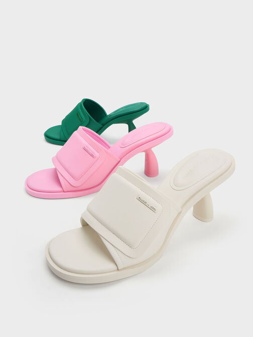 Puffy Sculptural Heel Mules, Pink, hi-res