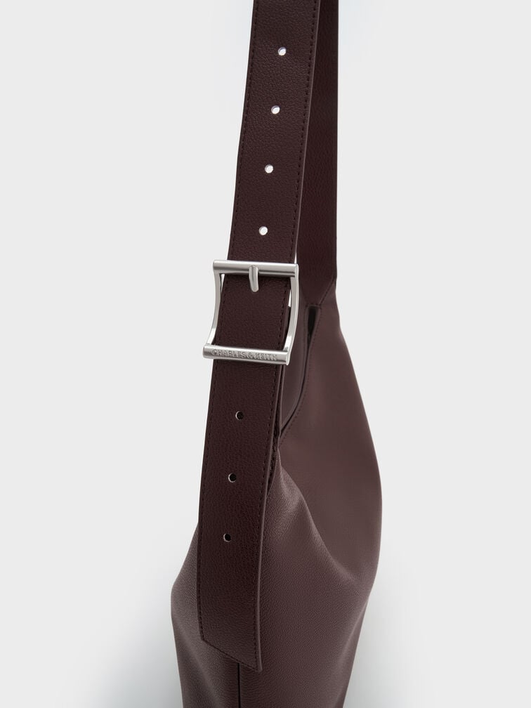 Gwynne Buckle-Strap Hobo Bag, Plum, hi-res