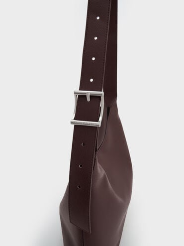 Gwynne Buckle-Strap Hobo Bag, Plum, hi-res