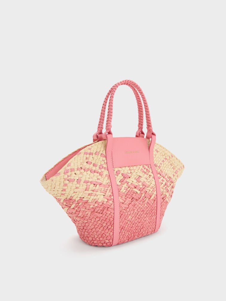 Shalia Raffia Basket Bag, Guava Pink, hi-res