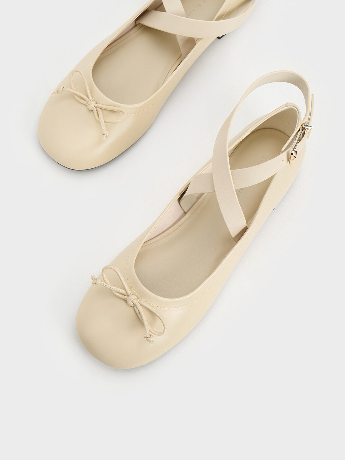 Margot Crossover Strap Ballerinas Chalk