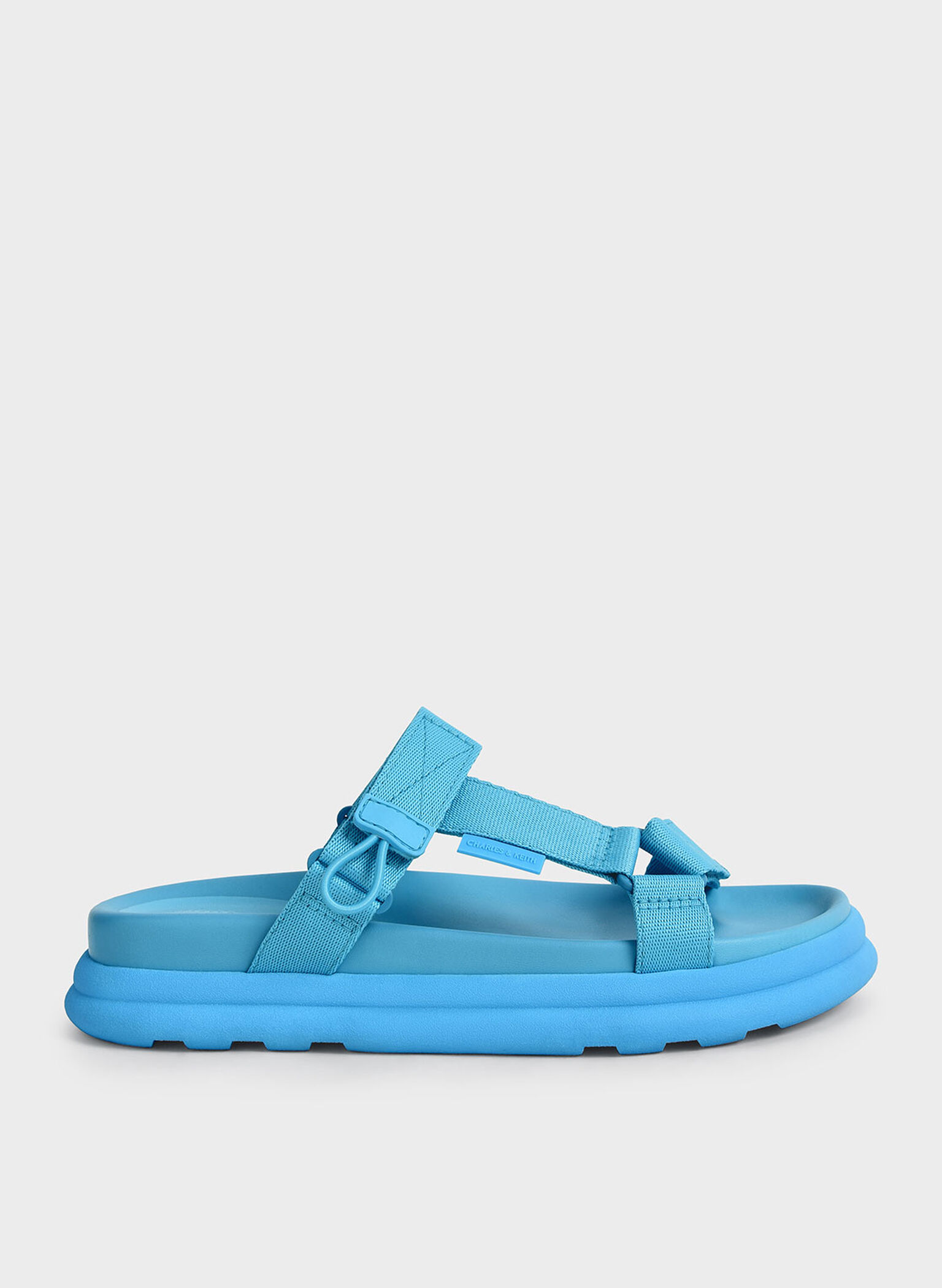 Polyester Velcro Strap Sports Sandals, Blue, hi-res