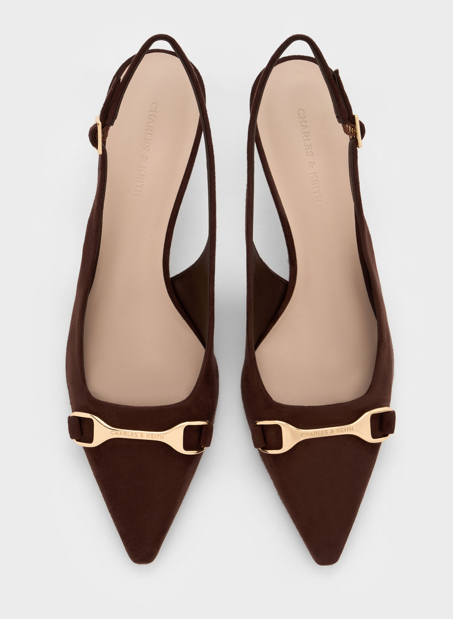 Leslie Faux Suede Metallic-Accent Slingback Pumps, Dark Brown Textured, hi-res