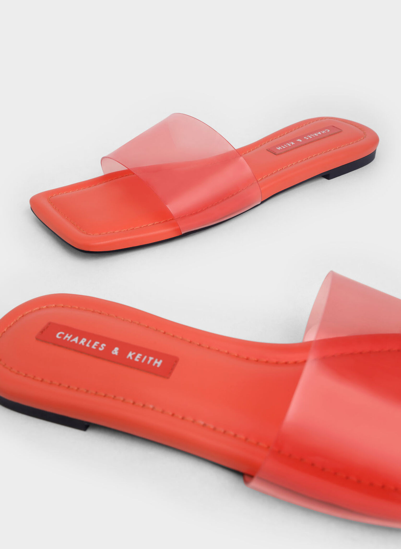 Padded Slide Sandals, Orange, hi-res