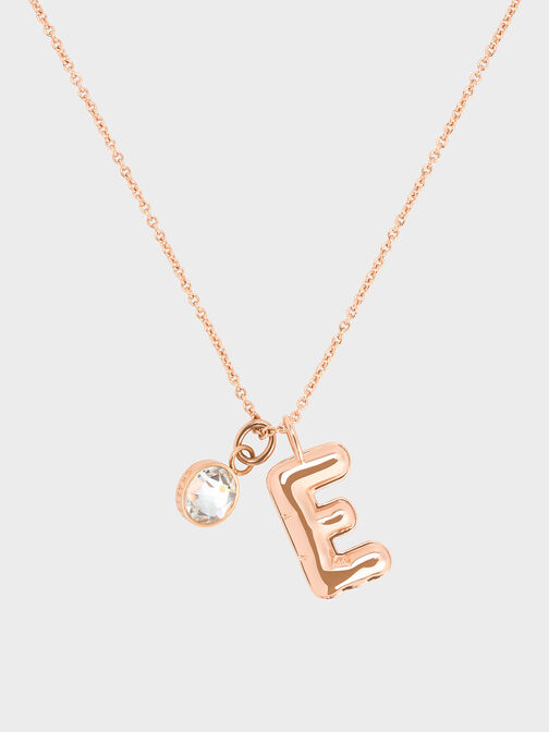 Alphabet 'E' Charm, Rose Gold, hi-res