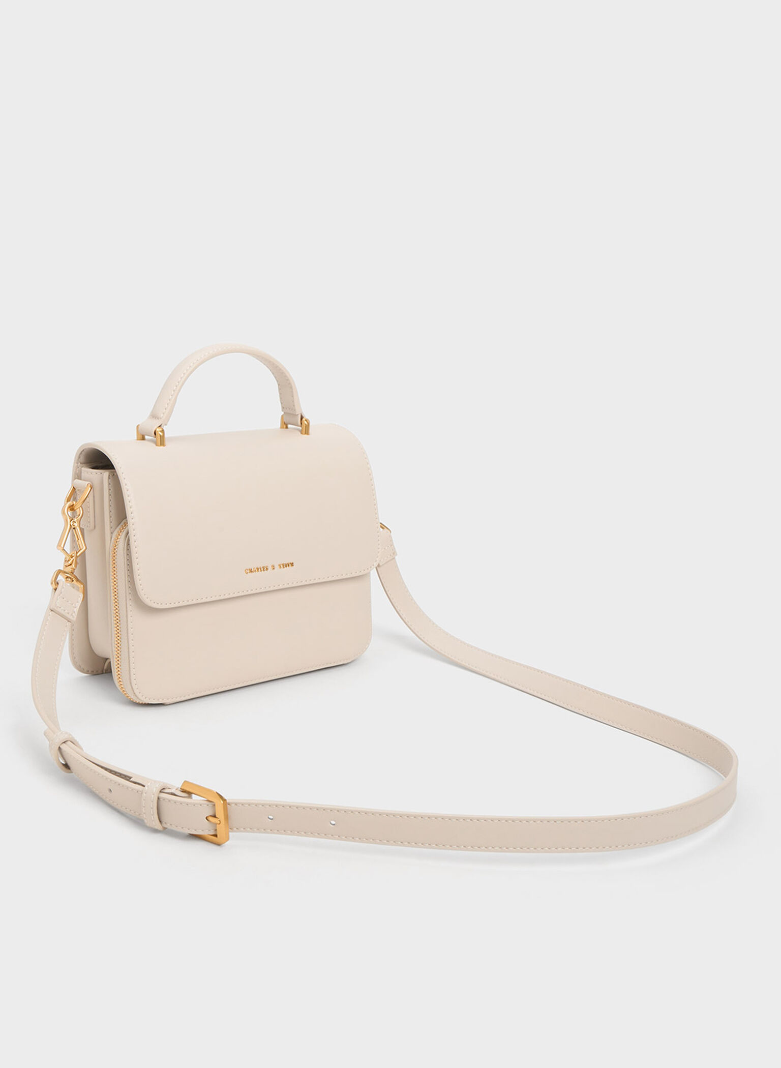 Octavia Front Flap Top Handle Bag, Ivory, hi-res