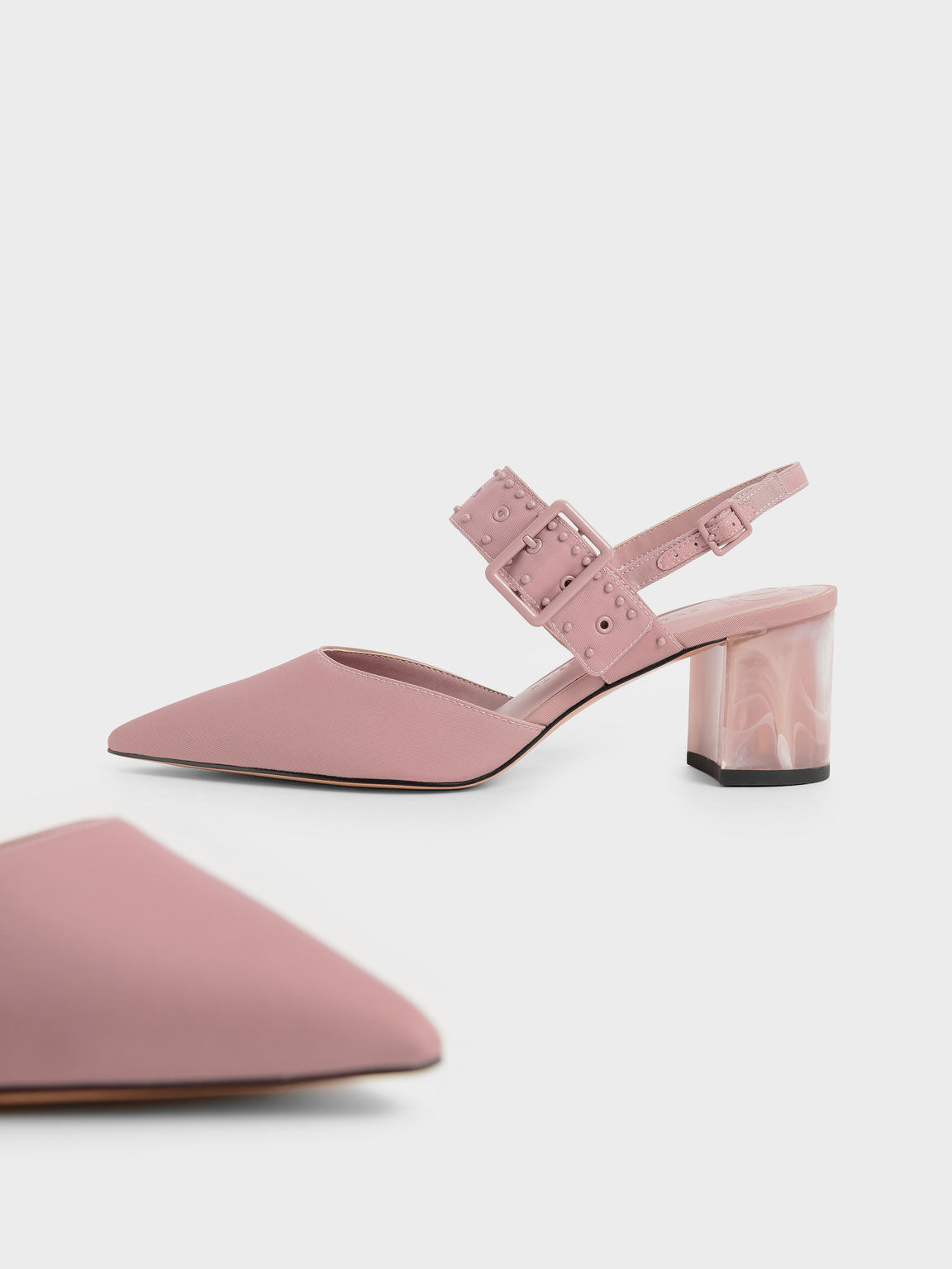 The Anniversary Series: Sepphe Recycled Nylon Grommet Slingback Pumps, Pink, hi-res