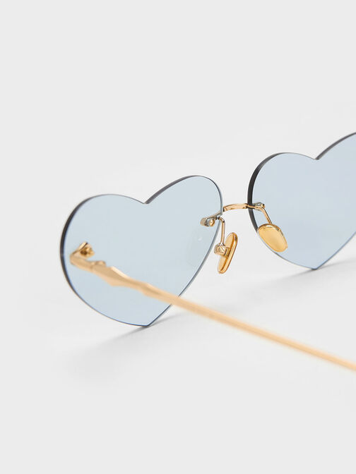Heart-Shaped Cat-Eye Sunglasses, Blue, hi-res