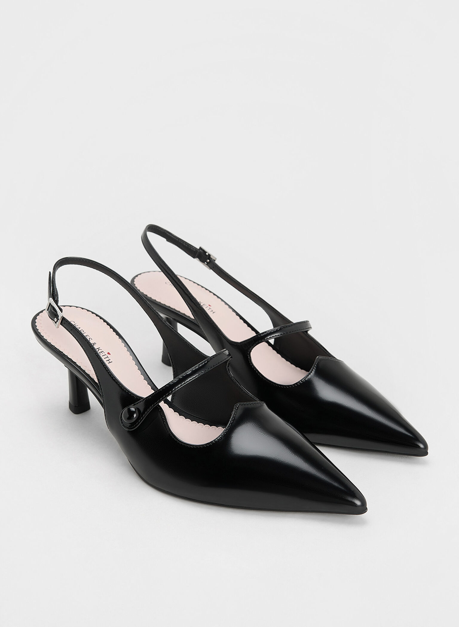 Pointed-Toe Mary Jane Slingback Pumps, Black Box, hi-res