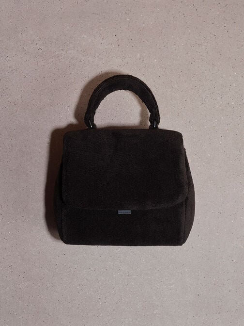 Loey Textured Top Handle Bag, Jet Black, hi-res