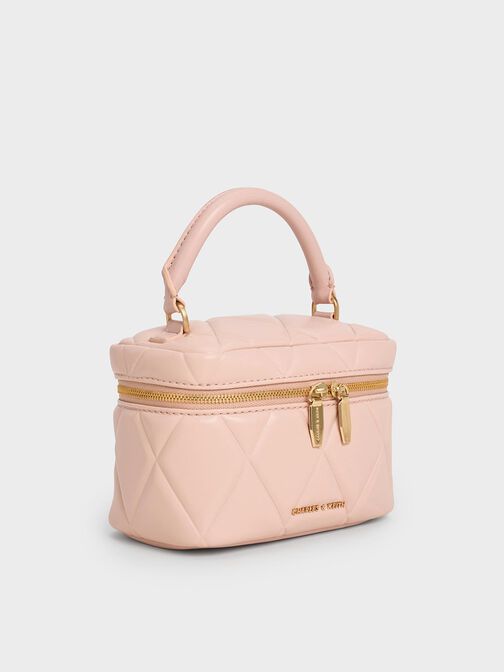Arwen Quilted Top Handle Vanity Bag, Light Pink, hi-res