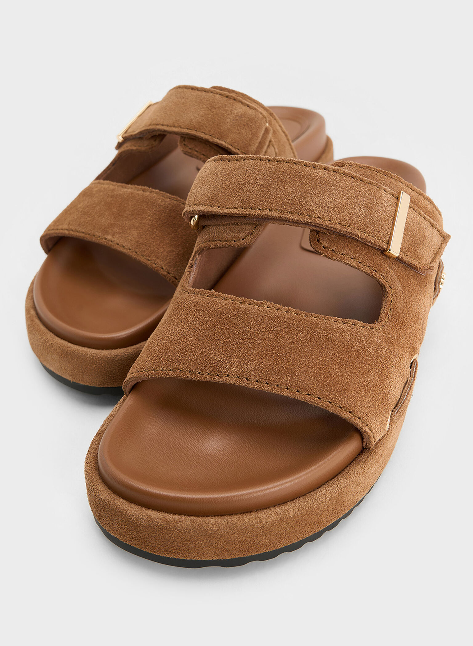 Kori Suede Slide Sandals, Cognac, hi-res
