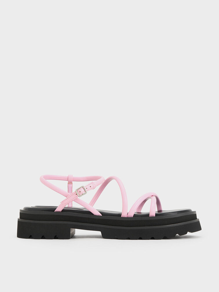 Tubular Strap Sandals, Pink, hi-res