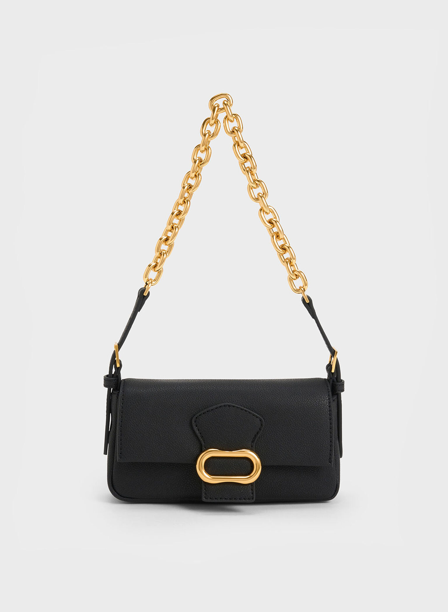 Daki Belted Shoulder Bag, Black, hi-res