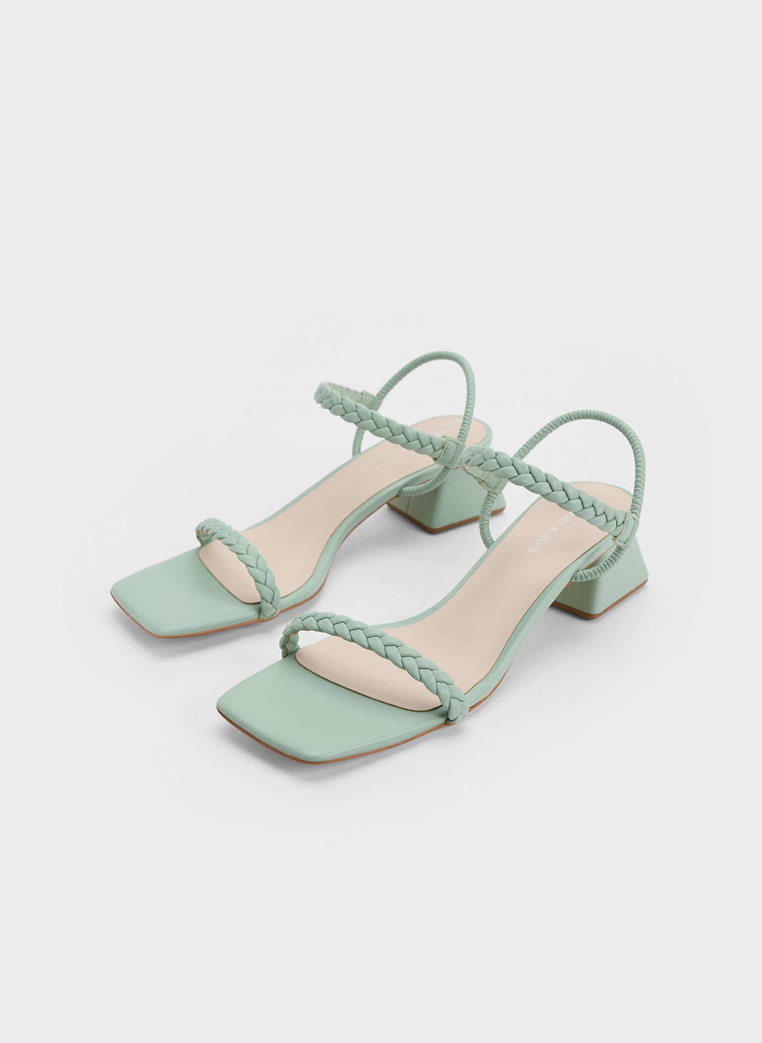Braided Back Strap Sandals, Mint Green, hi-res