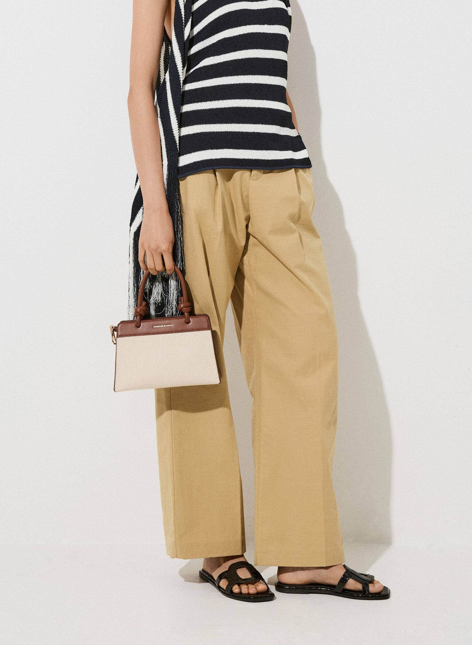 Sabine Canvas Knotted-Handle Tote Bag, Chocolate, hi-res