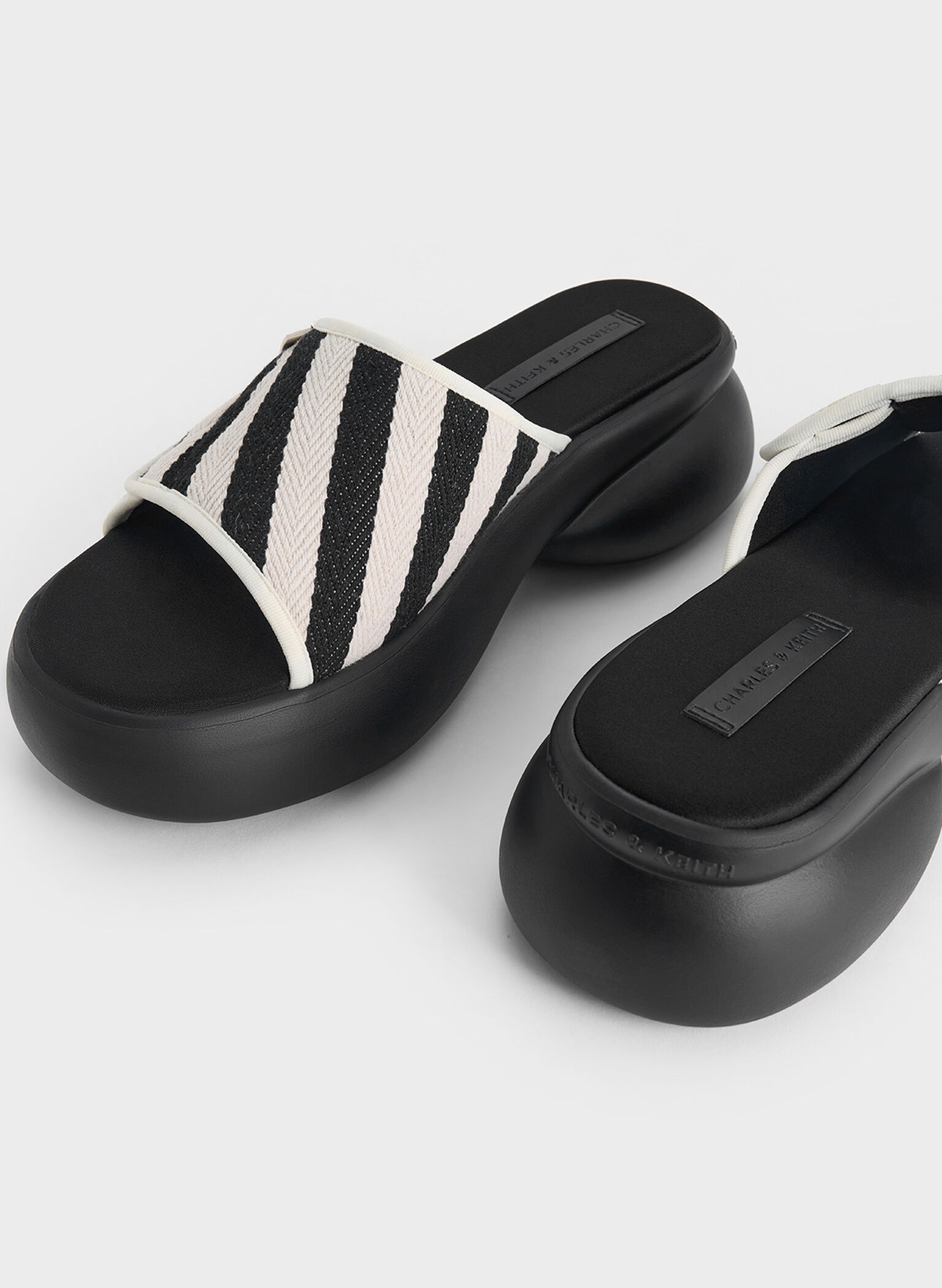 Striped Platform Sporty Slide Sandals, Multi, hi-res