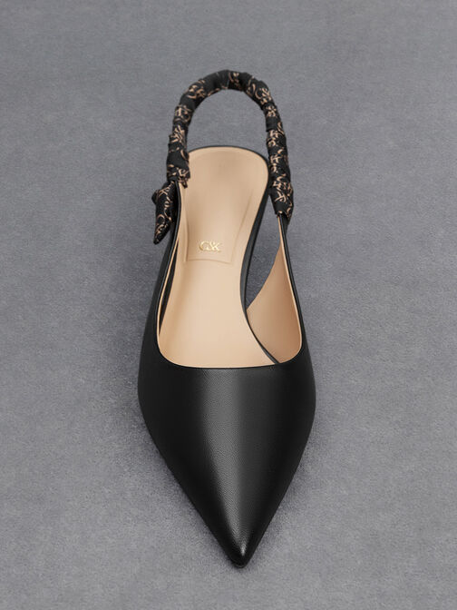 Tully Leather Ruched Print Slingback Pumps, Black, hi-res