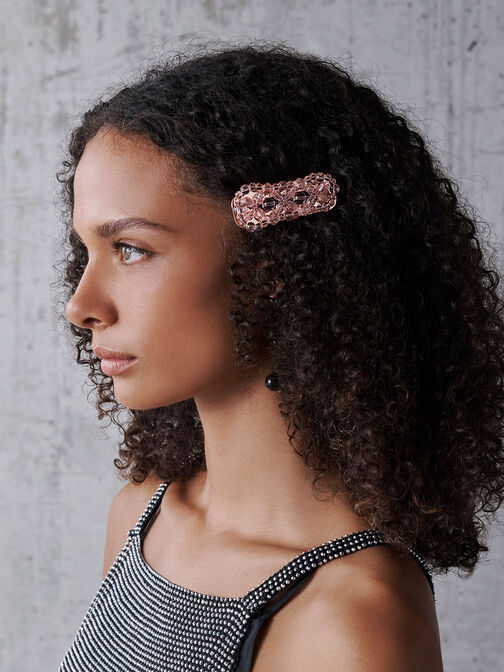 Luxem Beaded Hair Clip, Rose Gold, hi-res