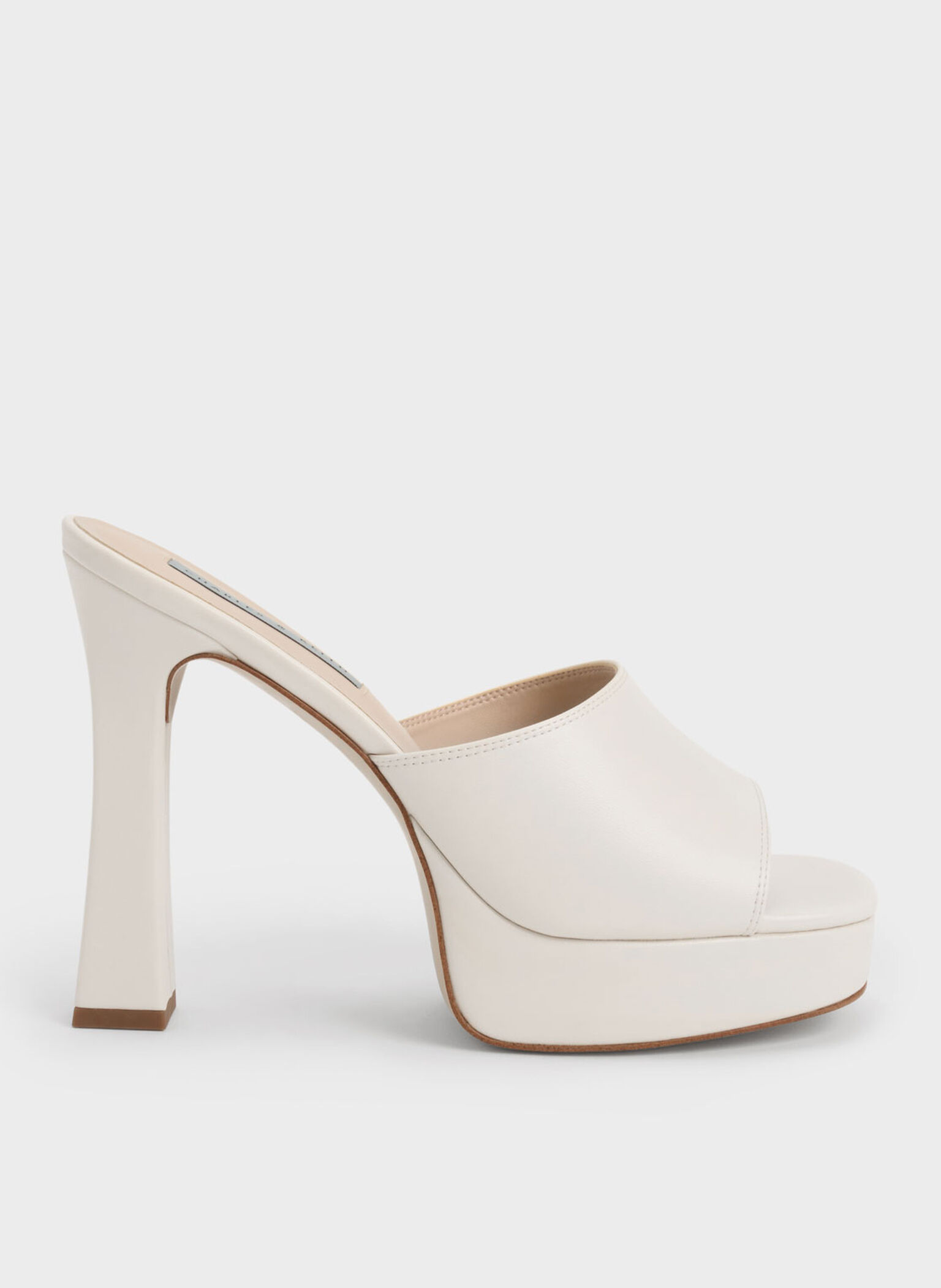 Platform Block Heel Mules, Cream, hi-res