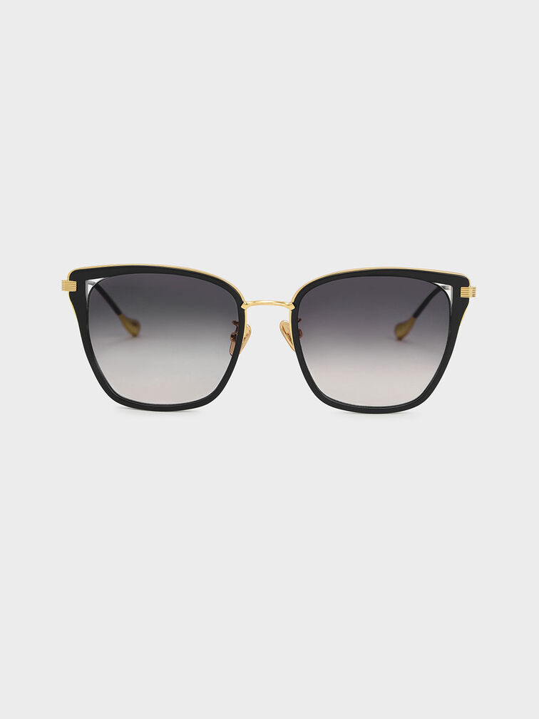 Black Recycled Acetate Wire-Frame Butterfly Sunglasses - CHARLES & KEITH UK
