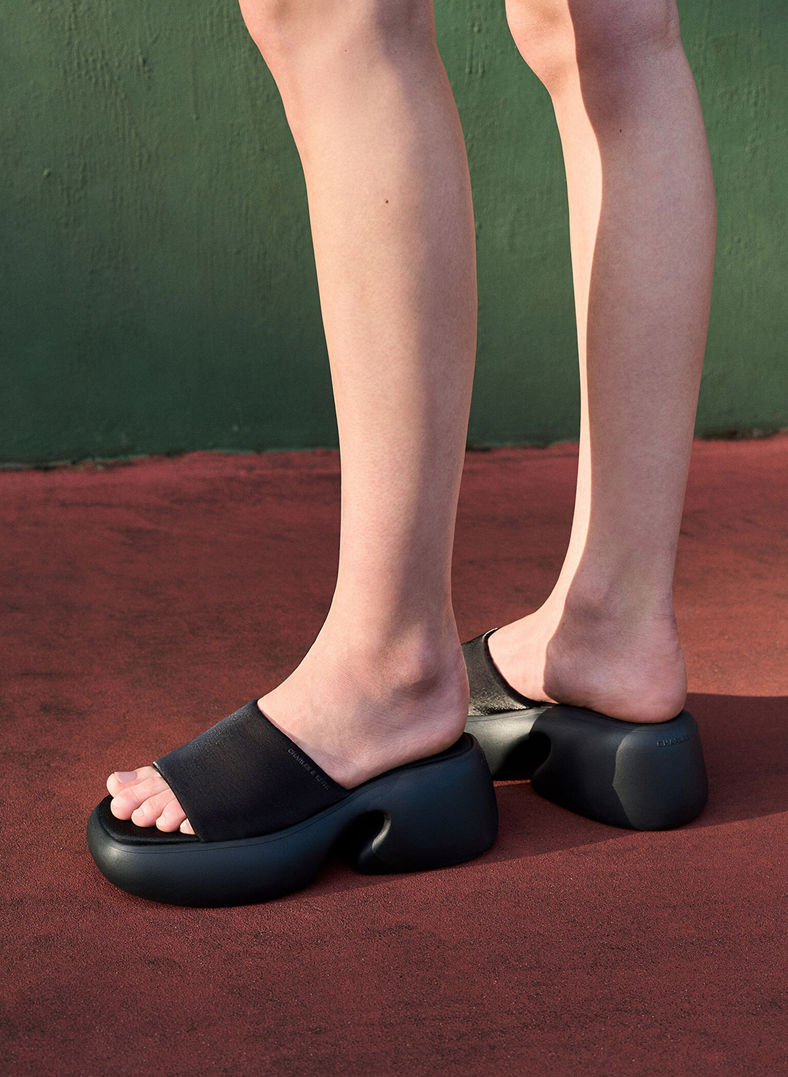 Baxie Silk Platform Mules, Black Textured, hi-res