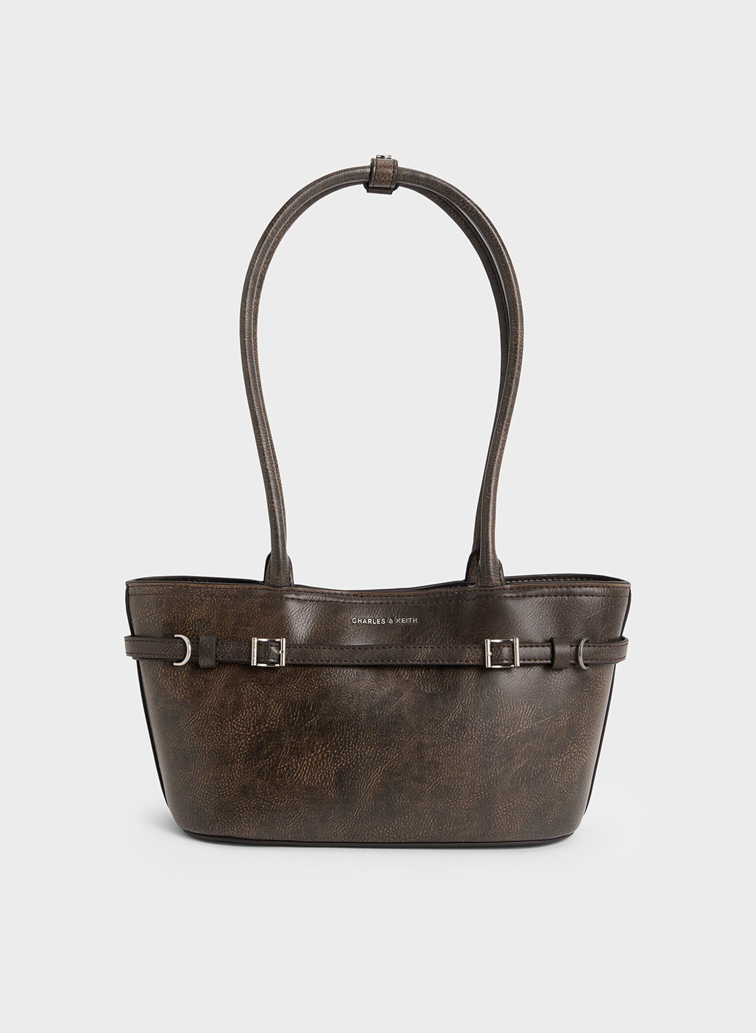 Sloane Elongated-Handle Shoulder Bag, Dark Brown, hi-res