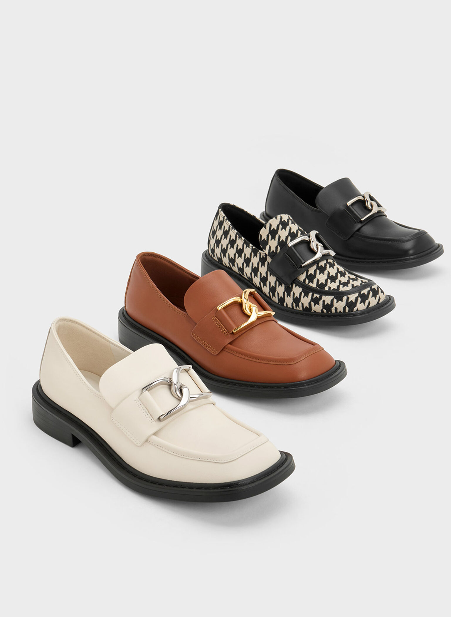 Gabine Leather Loafers, Chalk, hi-res