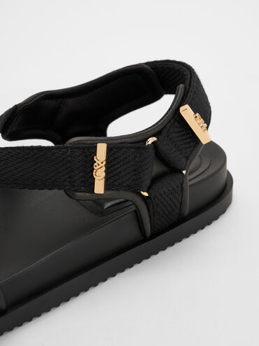 Granta Leather & Fabric Crossover Sports Sandals, Black, hi-res