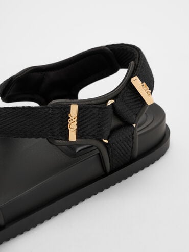 Granta Leather & Fabric Crossover Sports Sandals, Black, hi-res