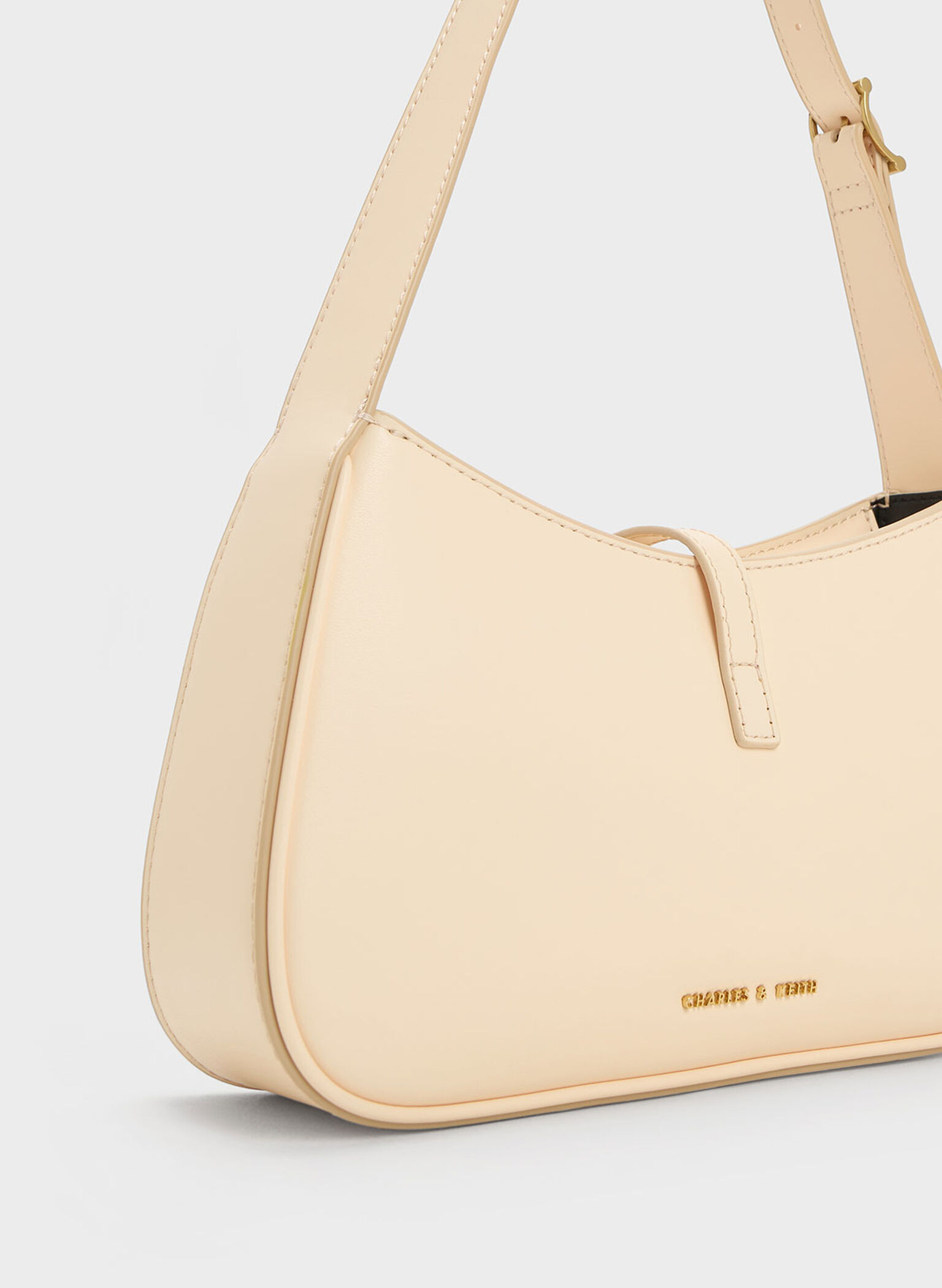 Cesia Metallic Accent Shoulder Bag, Beige, hi-res