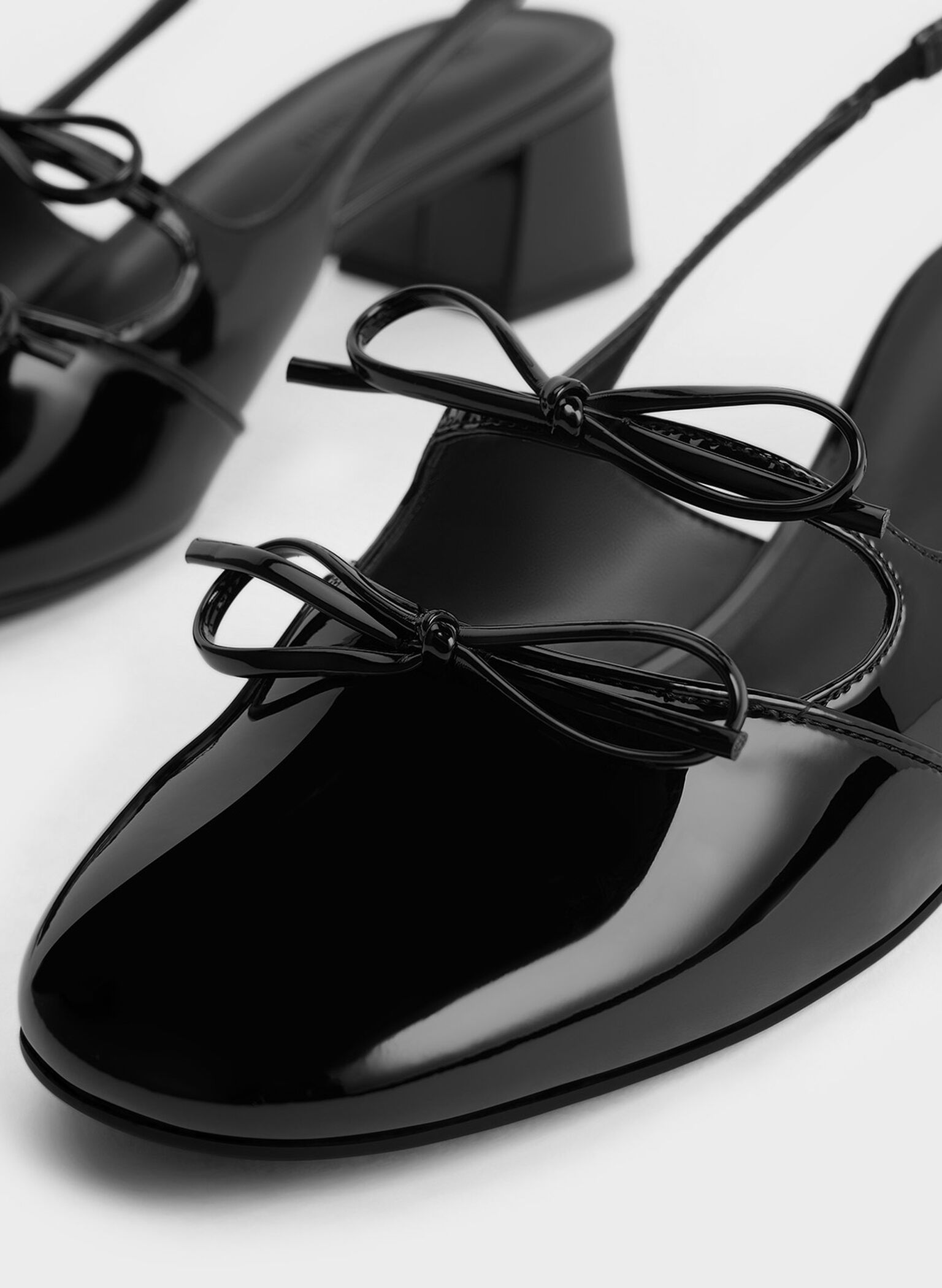 Dorri Double-Bow Slingback Pumps, Black Patent, hi-res