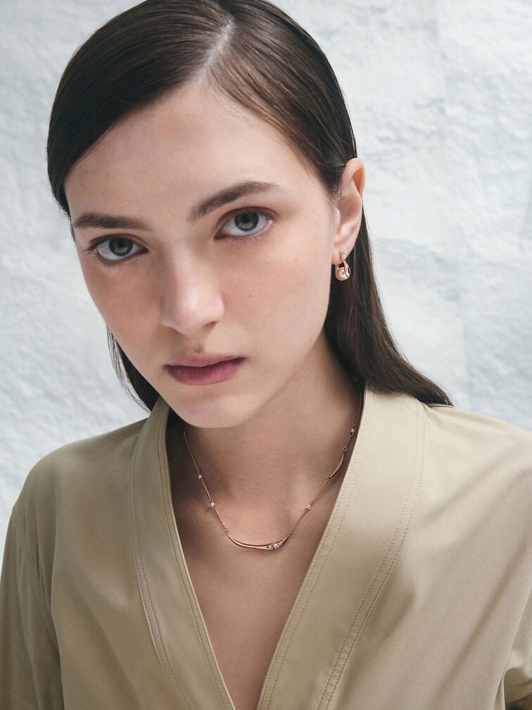 Corrine Pearl Sculptural Drop Earrings, Rose Gold, hi-res