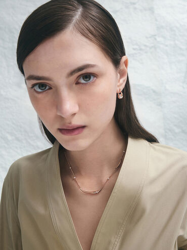 Corrine Pearl Sculptural Drop Earrings, Rose Gold, hi-res