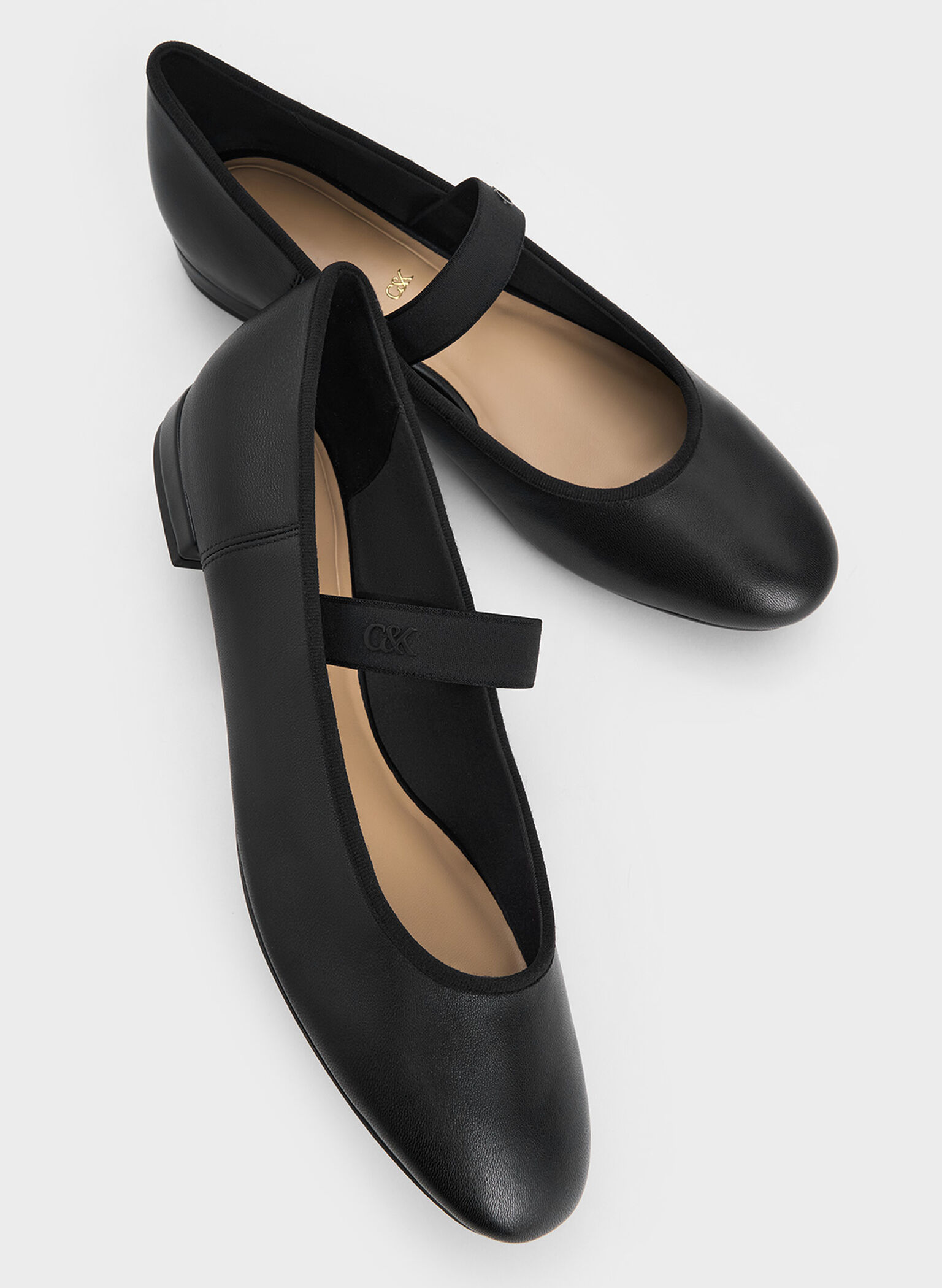Leather Mary Jane Flats, Black, hi-res