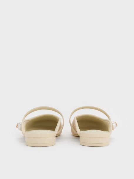 Aeryn Raffia Pearl-Embellished Slip-On Mary Janes, Cream, hi-res
