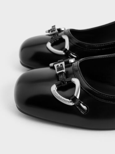 Metallic-Accent Flat Mules, Black Box, hi-res