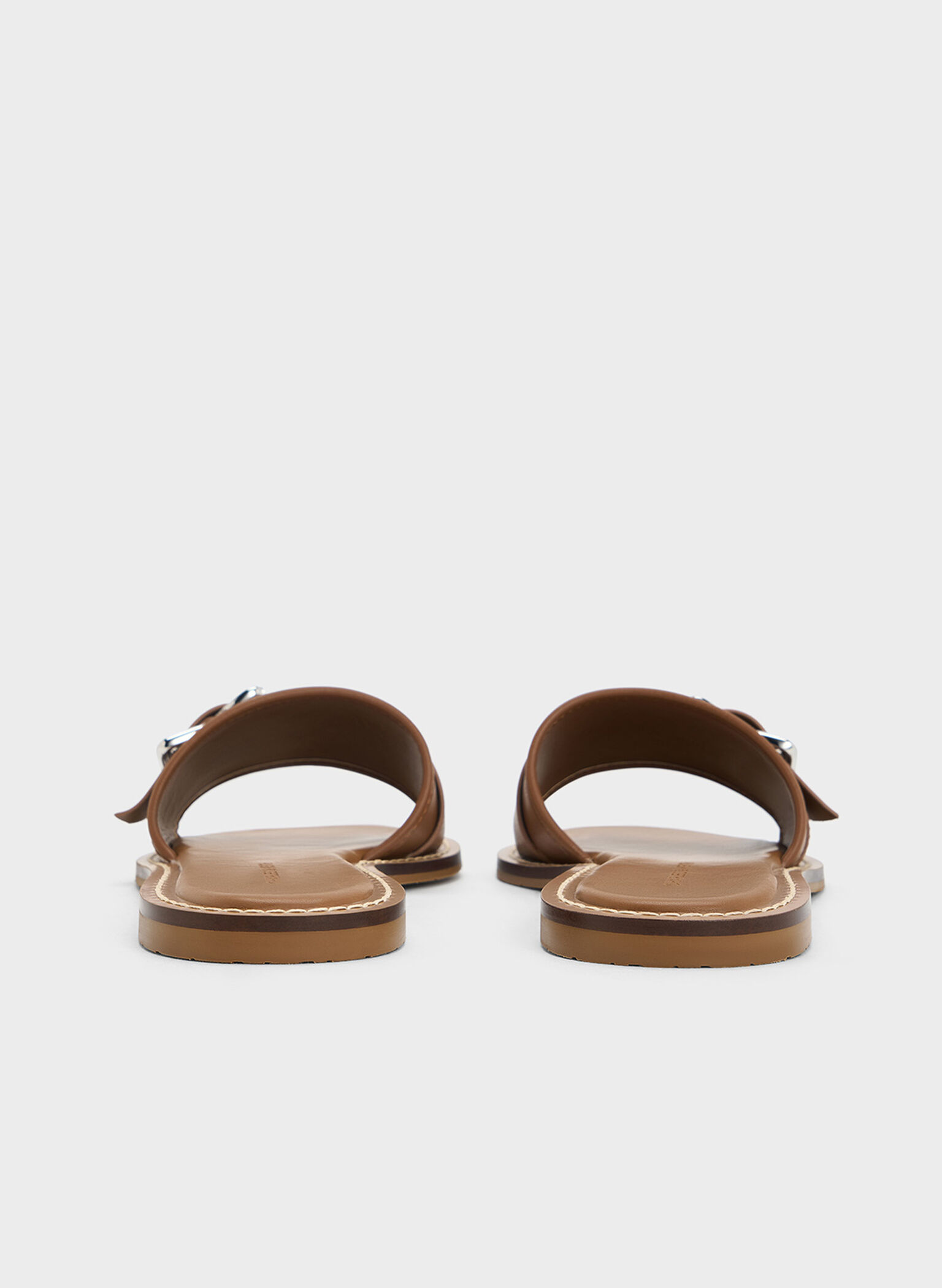 Buckled Slide Sandals, Caramel, hi-res