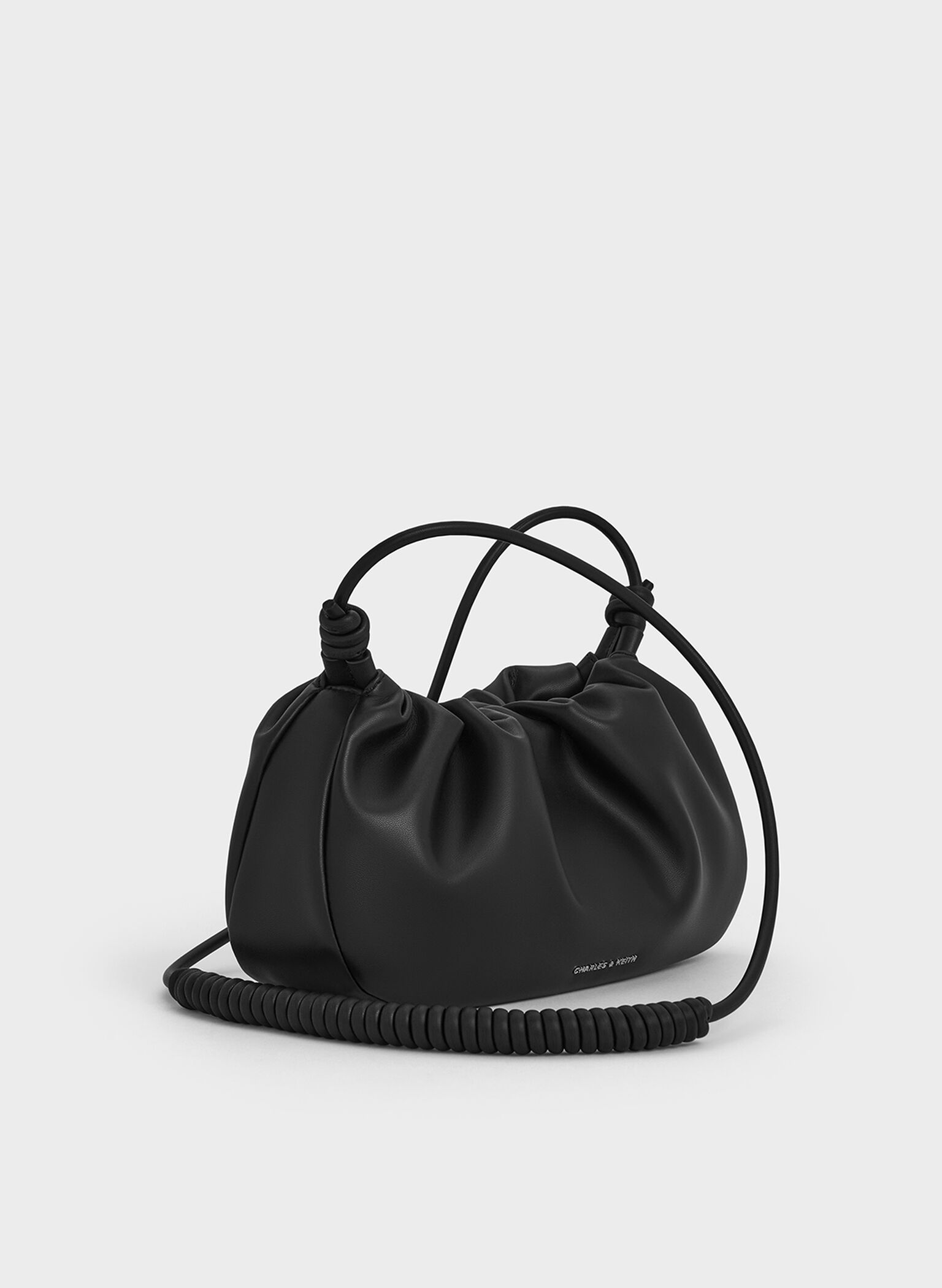 Lorelai Ruched Knotted-Strap Shoulder Bag, Noir, hi-res