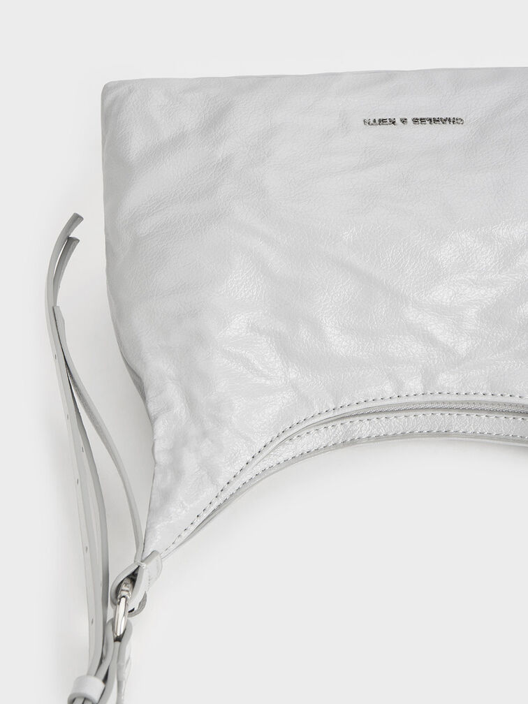 Lark Crinkle-Effect Hobo Bag, Grey, hi-res