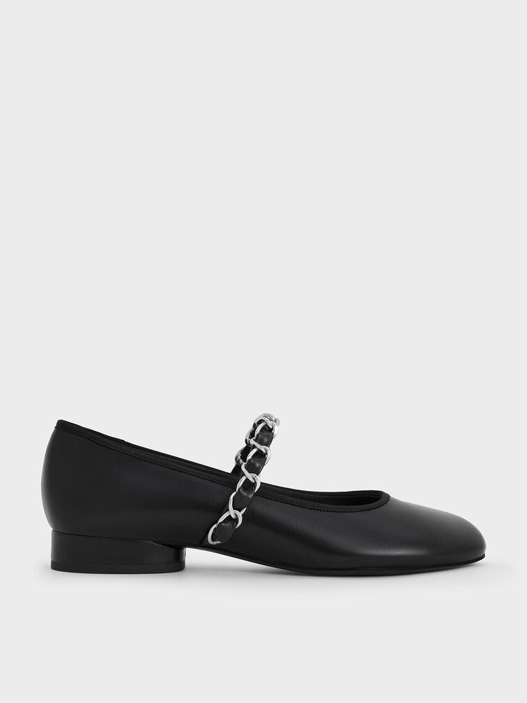 Braided-Strap Mary Janes, Black, hi-res
